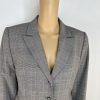 TAHARI ASL Polyester Rayon Stretch Blazer 12P Gray Pinstriped Peak Collar Career