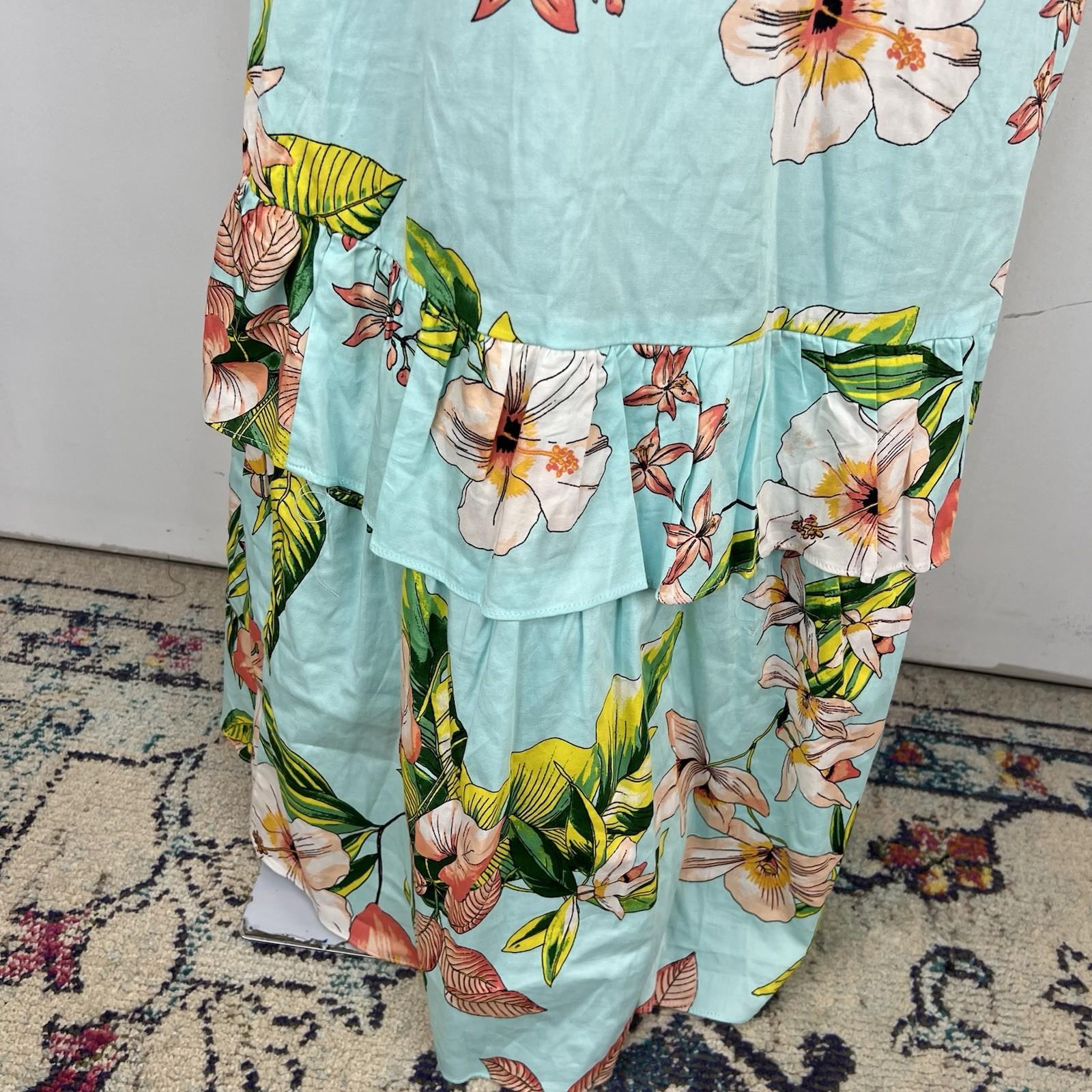 New York &Co Floral Skirt Set M Tall Hawaiian Tropical Wrap Ruffle High Low New