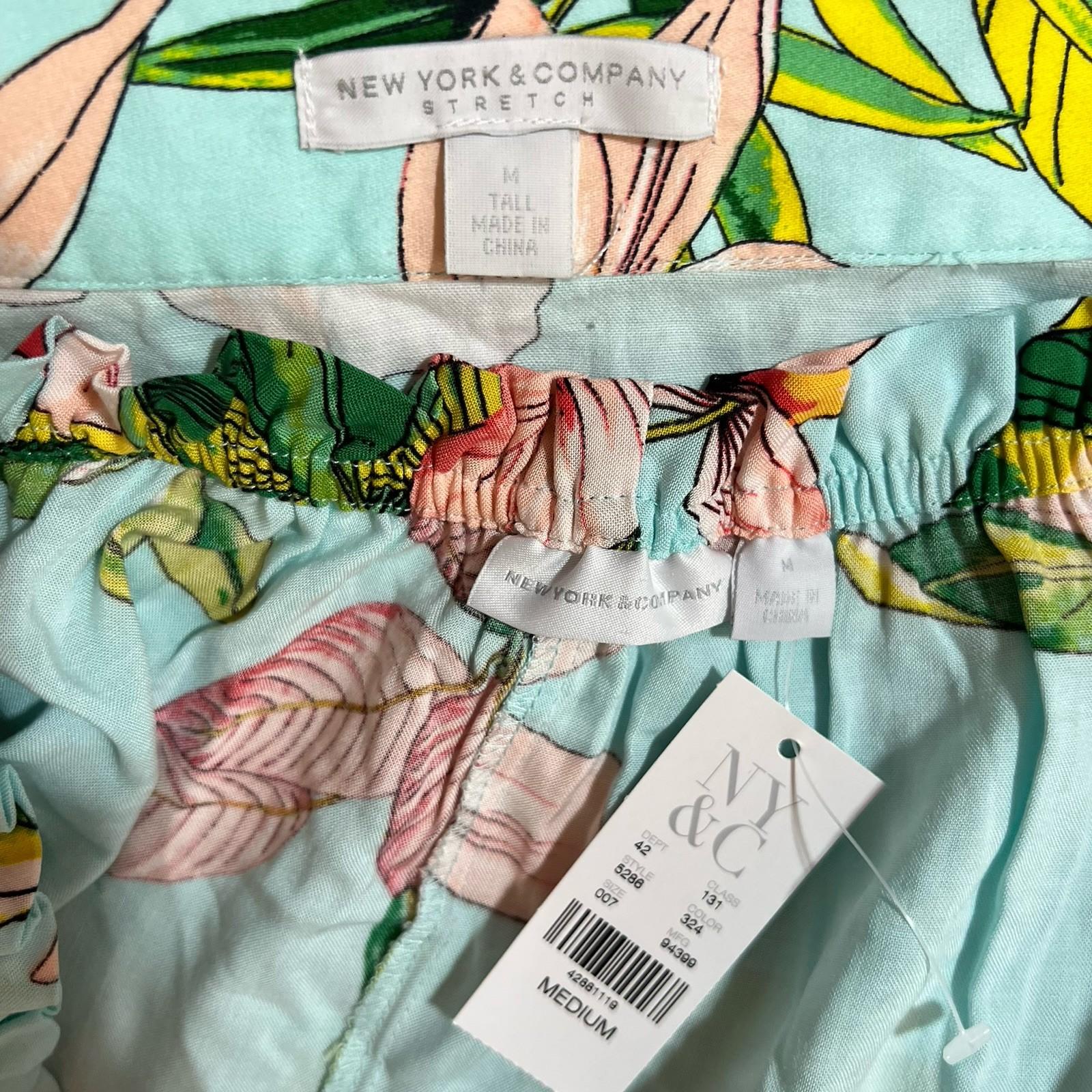 New York &Co Floral Skirt Set M Tall Hawaiian Tropical Wrap Ruffle High Low New