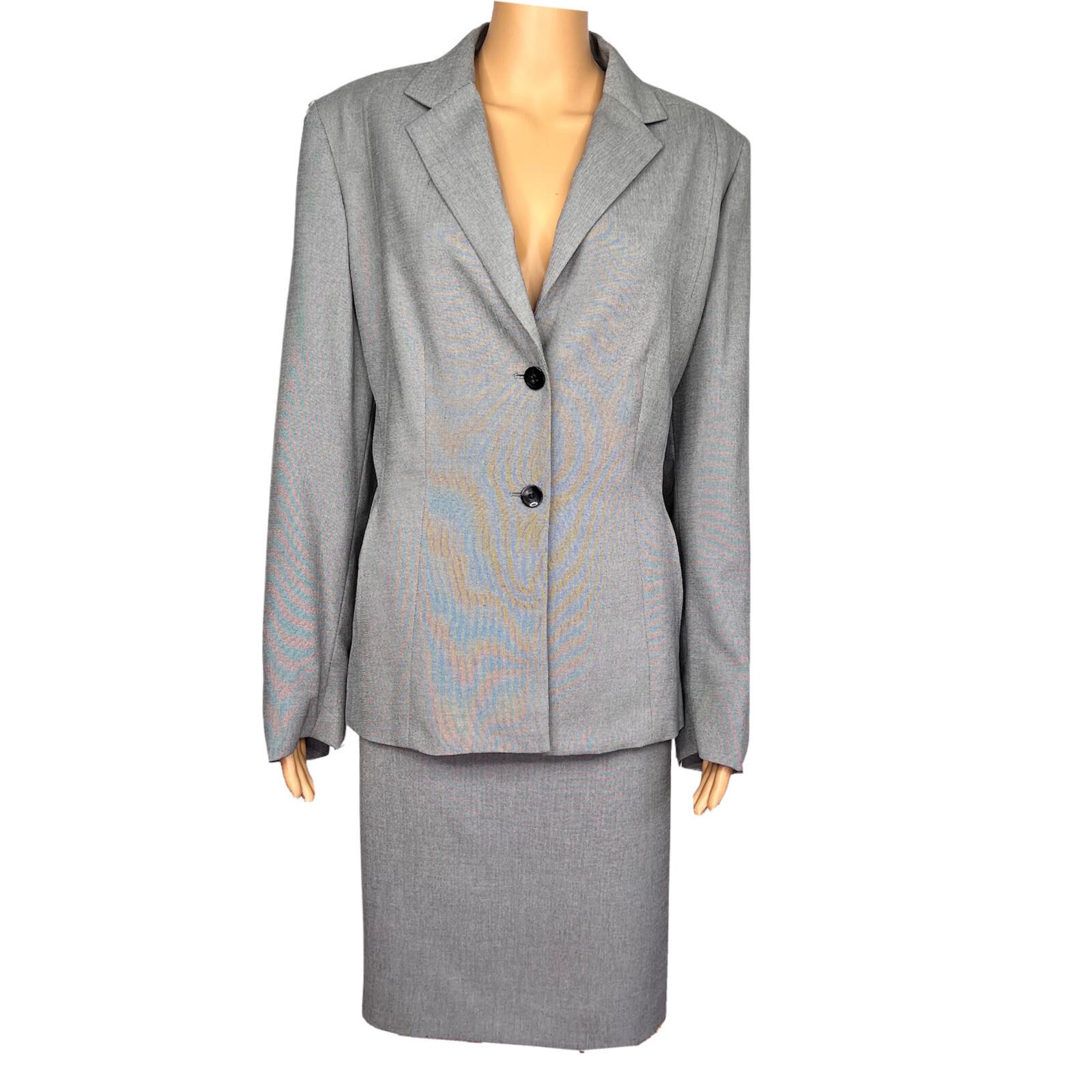 GARFIELD & MARKS 2PC Gray Polyester Mismatch Career Skirt ( Sz 14) Suit (Sz 12)