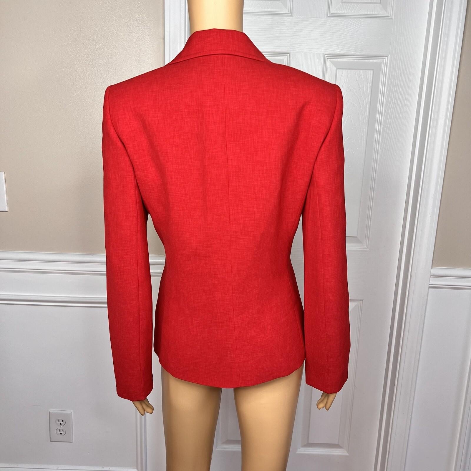 KASPER Women 1PC Red Orange Polyester Lined Peak Collar Career Blazer Size 8