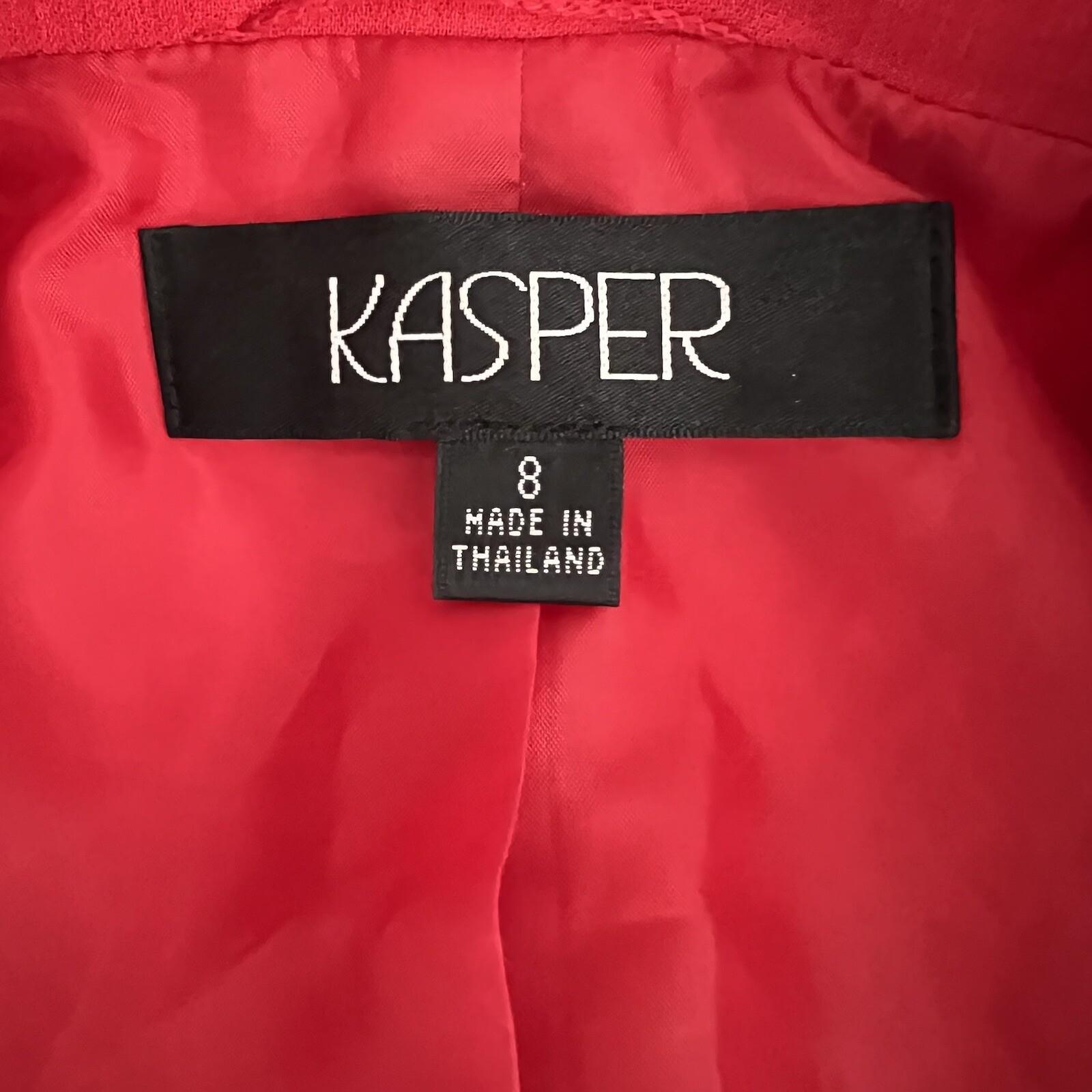 KASPER Women 1PC Red Orange Polyester Lined Peak Collar Career Blazer Size 8