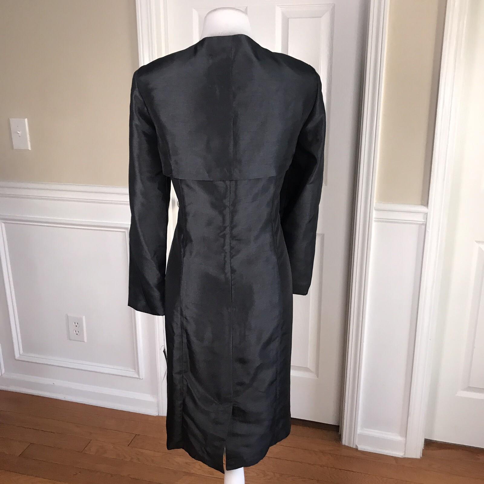 New STACY ADAMS Womens 2 PC Stunning Satin Black Beaded Dress Cardigan Size 10