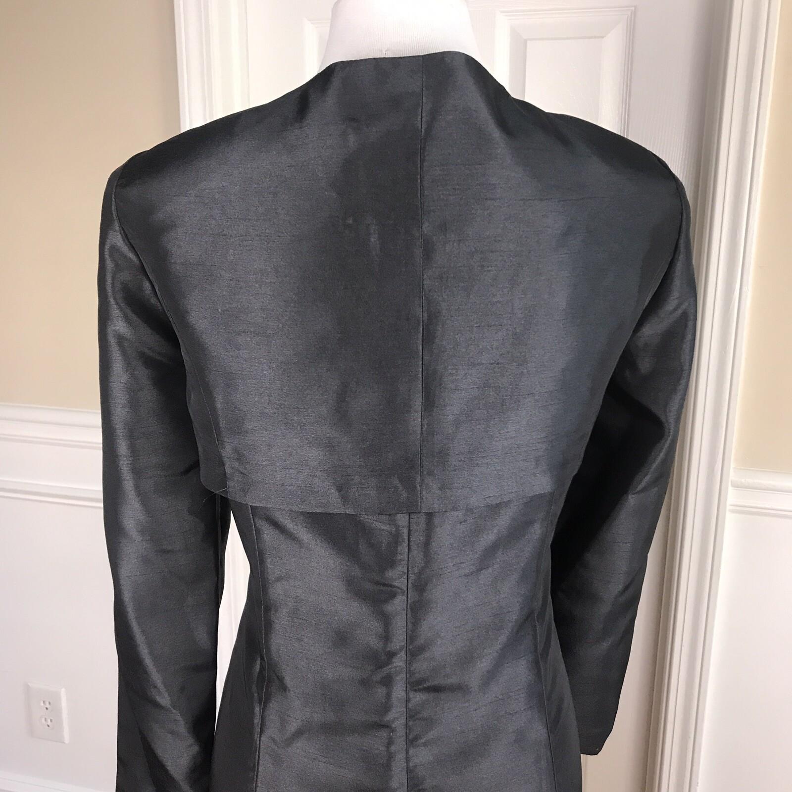 New STACY ADAMS Womens 2 PC Stunning Satin Black Beaded Dress Cardigan Size 10
