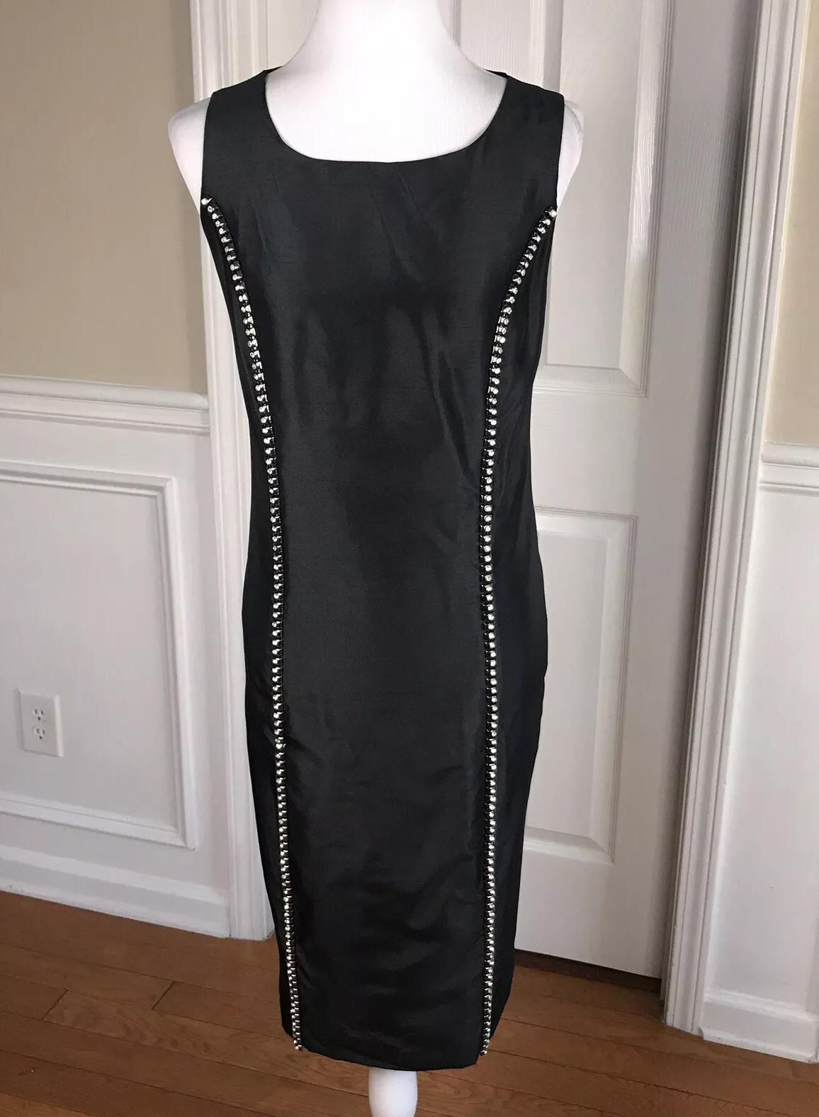 New STACY ADAMS Womens 2 PC Stunning Satin Black Beaded Dress Cardigan Size 10