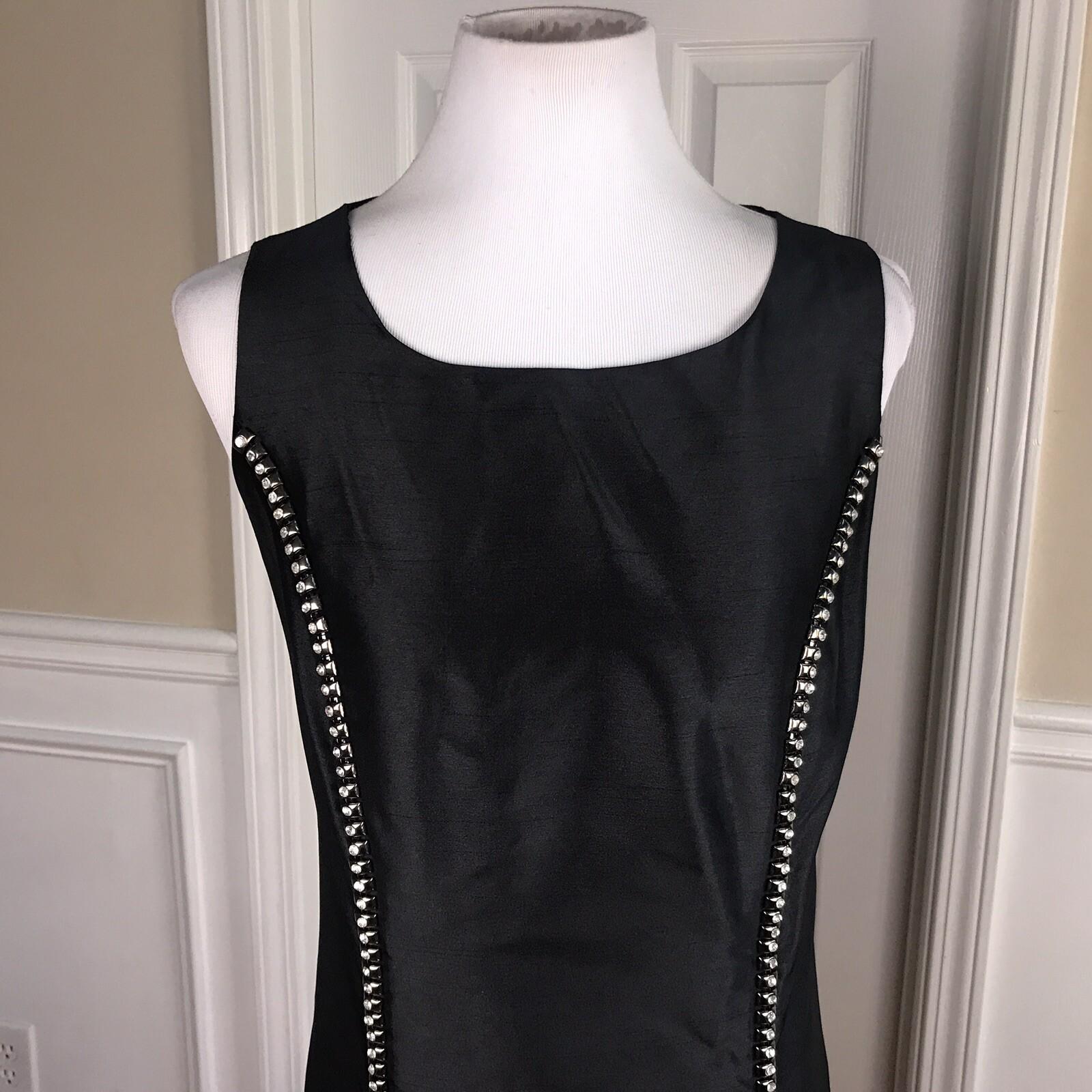New STACY ADAMS Womens 2 PC Stunning Satin Black Beaded Dress Cardigan Size 10