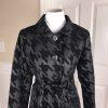 CATO Women Black Metallic Faux Fur Cotton Blend Belted Coat Size S