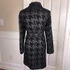 CATO Women Black Metallic Faux Fur Cotton Blend Belted Coat Size S