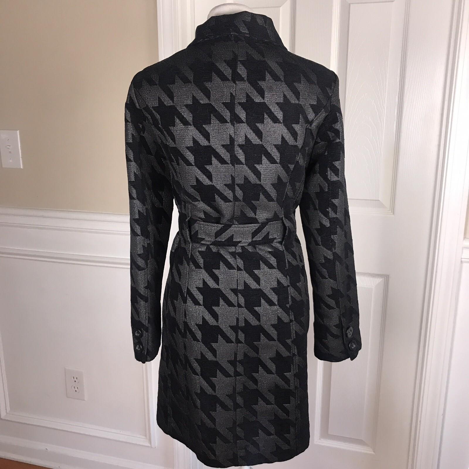 CATO Women Black Metallic Faux Fur Cotton Blend Belted Coat Size S