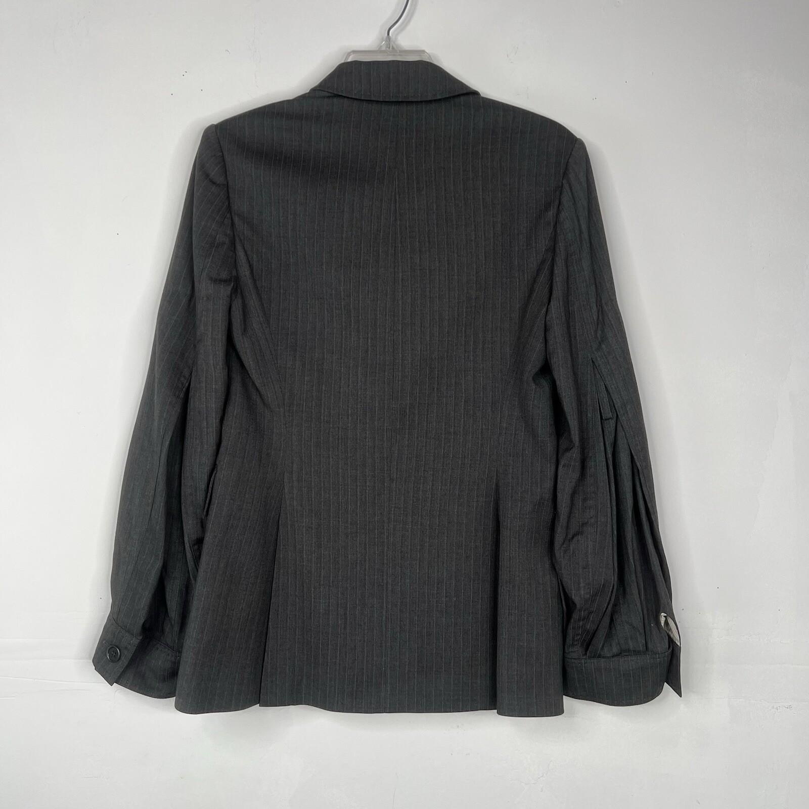 BCBG Maxazria Viscose Blend Blazer Size S Gray Striped Career Stylish Sleeve