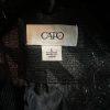 CATO Women Black Metallic Faux Fur Cotton Blend Belted Coat Size S