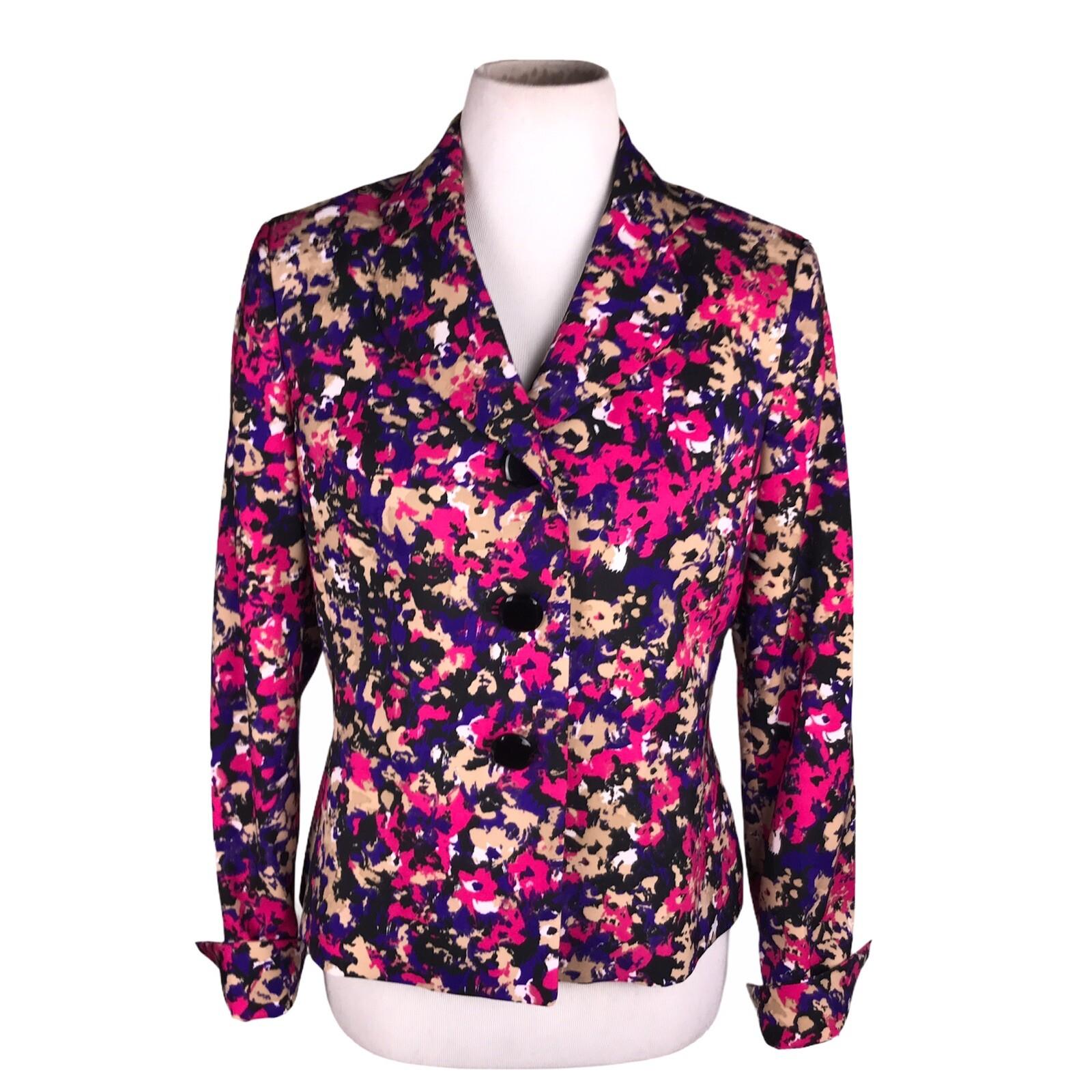 LE SUIT Single Breasted Collard Multicolored Polyester Lined Blazer Size 4