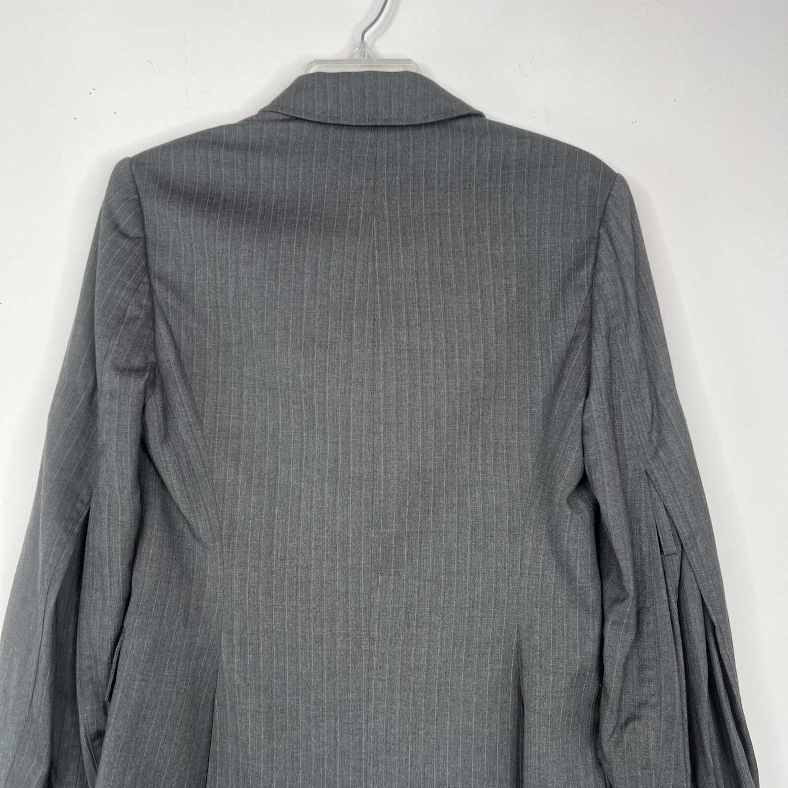 BCBG Maxazria Viscose Blend Blazer Size S Gray Striped Career Stylish Sleeve