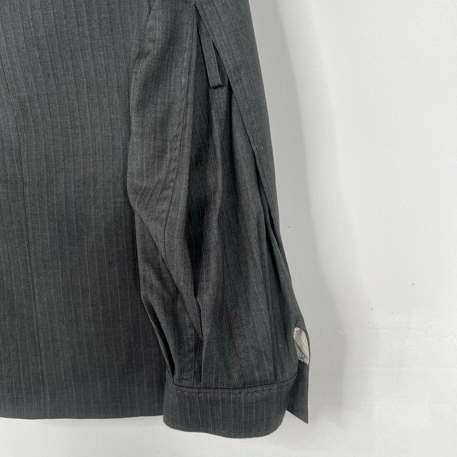 BCBG Maxazria Viscose Blend Blazer Size S Gray Striped Career Stylish Sleeve