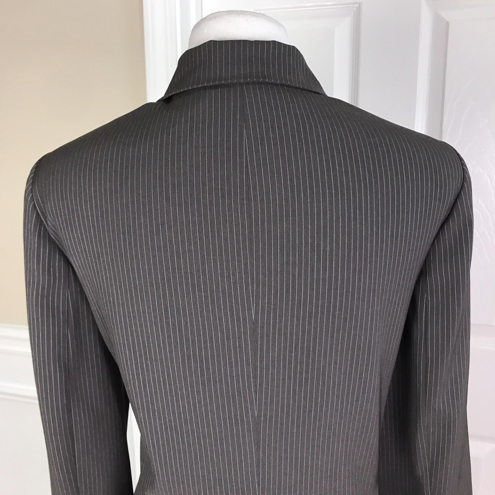 ANNE KLEIN Women 2 PC Brown Striped Polyester Blend Skirt Suit Size 10