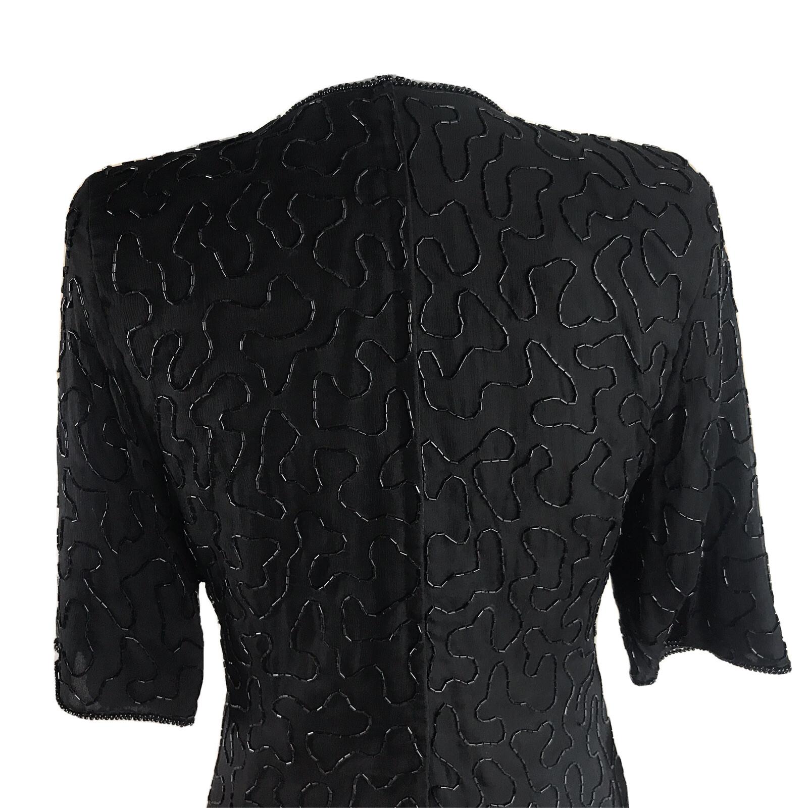 JAMES RIVER TRADERS Women Black Beaded Silk Sleeveless Top Size S