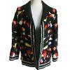 Linda Allard Women Linen Blazer Jacket Multi Colored Open Front Size 6