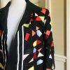 Linda Allard Women Linen Blazer Jacket Multi Colored Open Front Size 6
