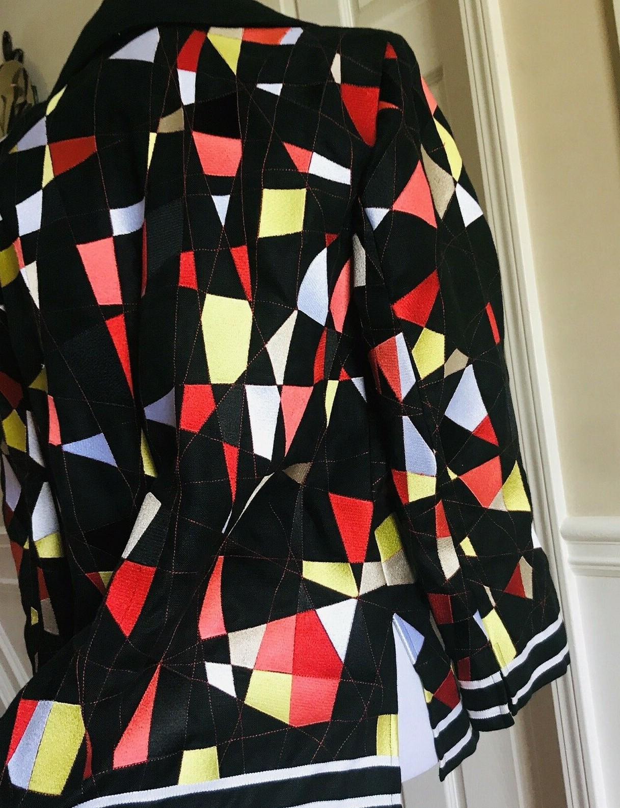 Linda Allard Women Linen Blazer Jacket Multi Colored Open Front Size 6