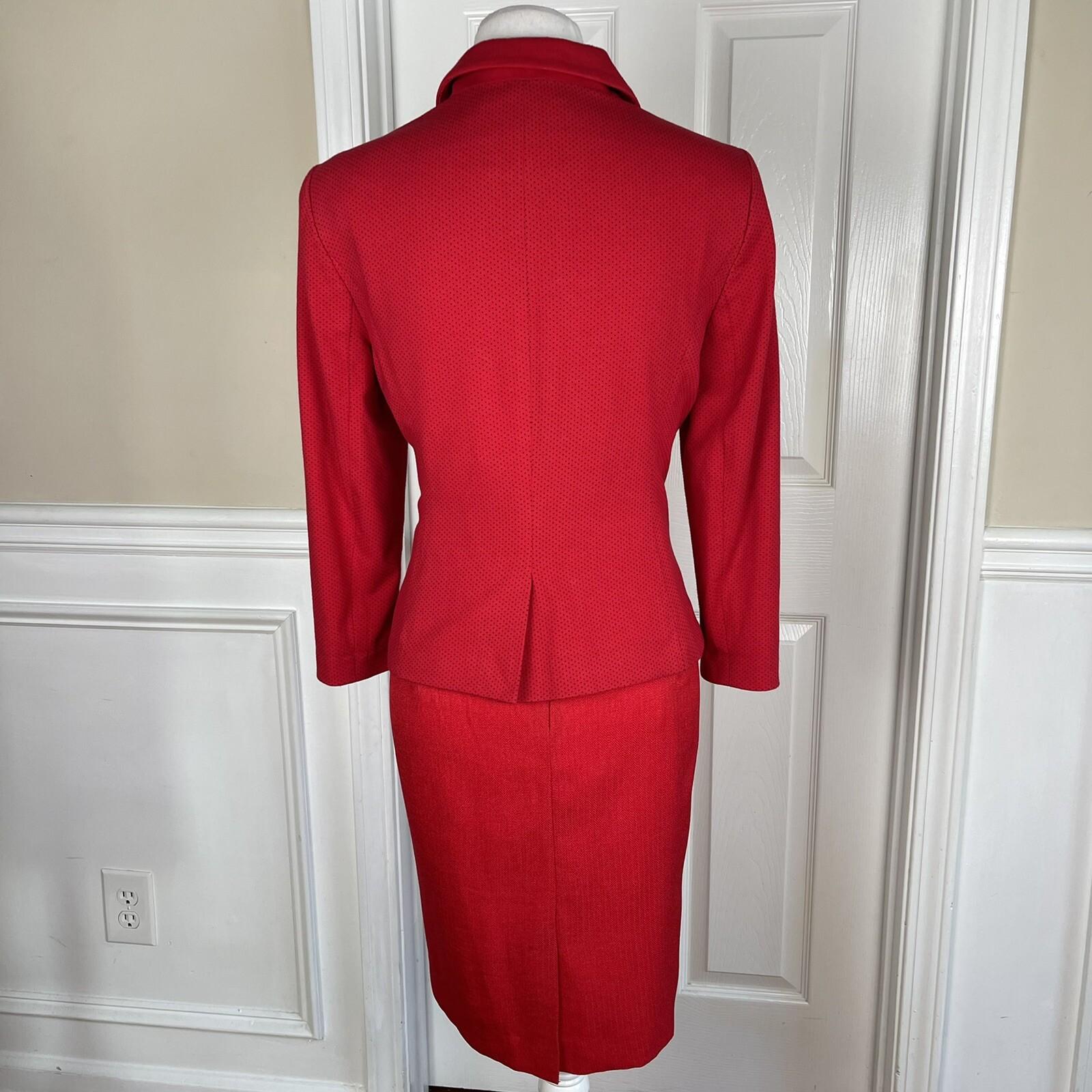THE LIMITED 2PC Red Polyester Lined Mismatched Skirt (Size 14) Suit (Size L)