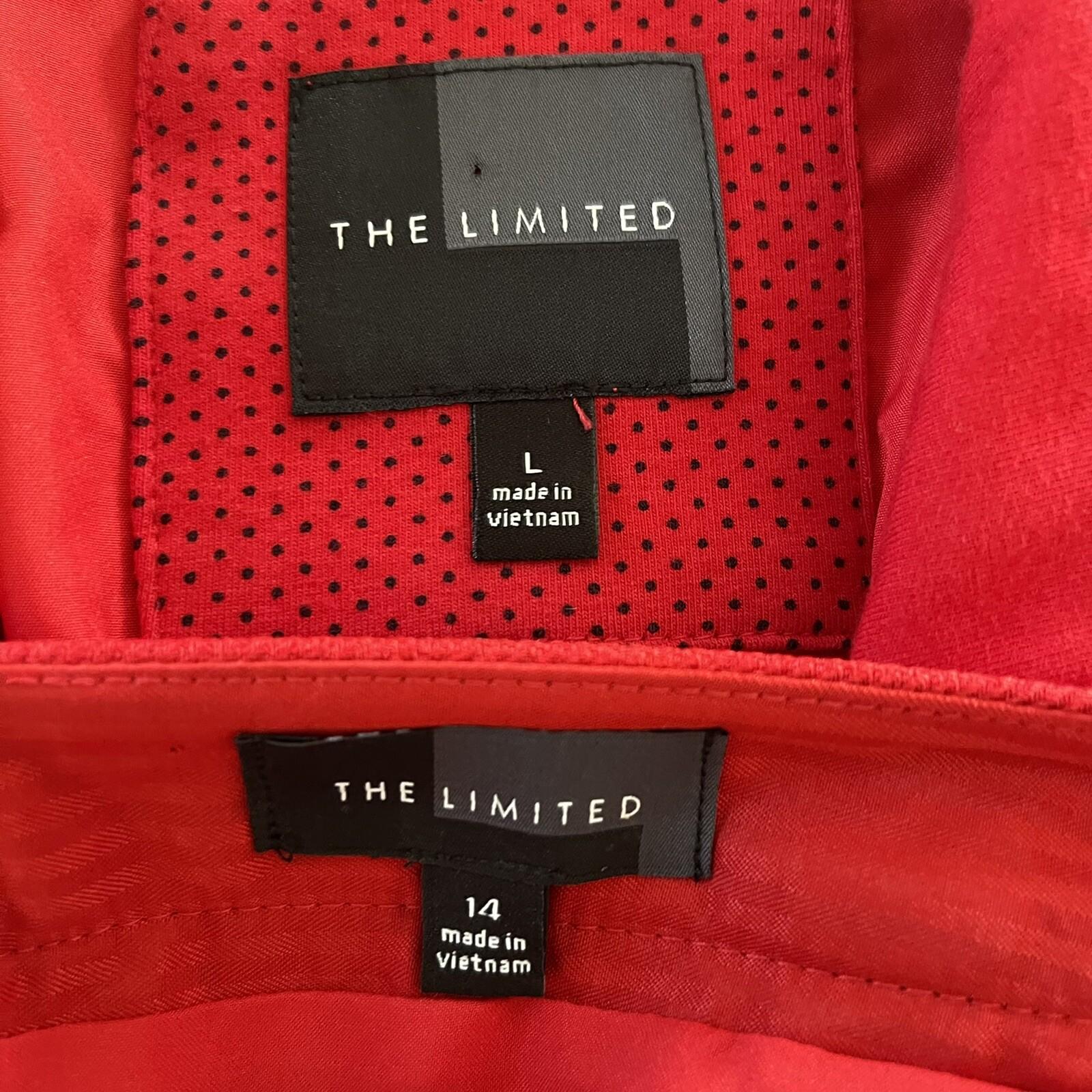 THE LIMITED 2PC Red Polyester Lined Mismatched Skirt (Size 14) Suit (Size L)
