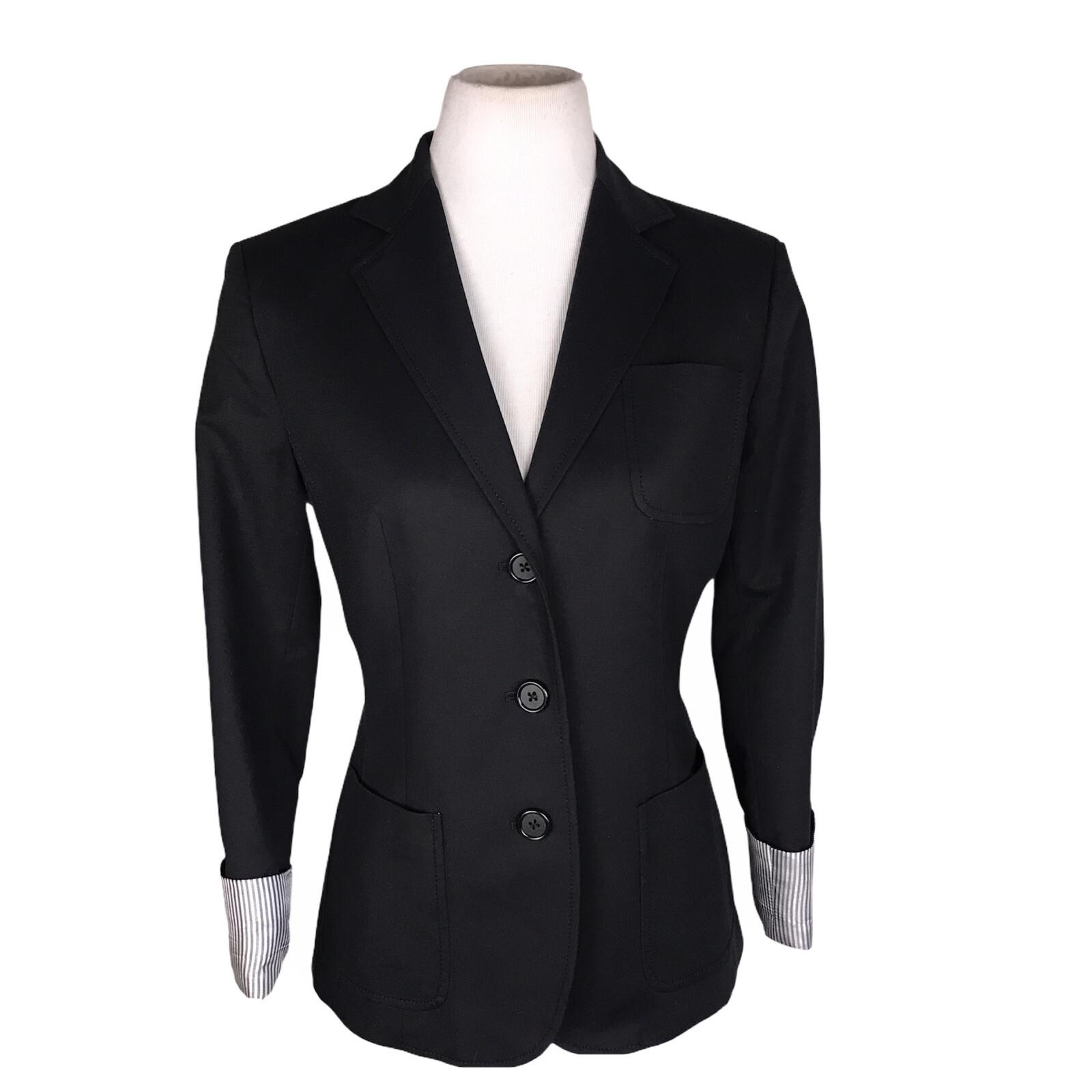 TAHARI Women 1 PC Black Cotton Polyester Blend Collared Lined Blazer Size 8