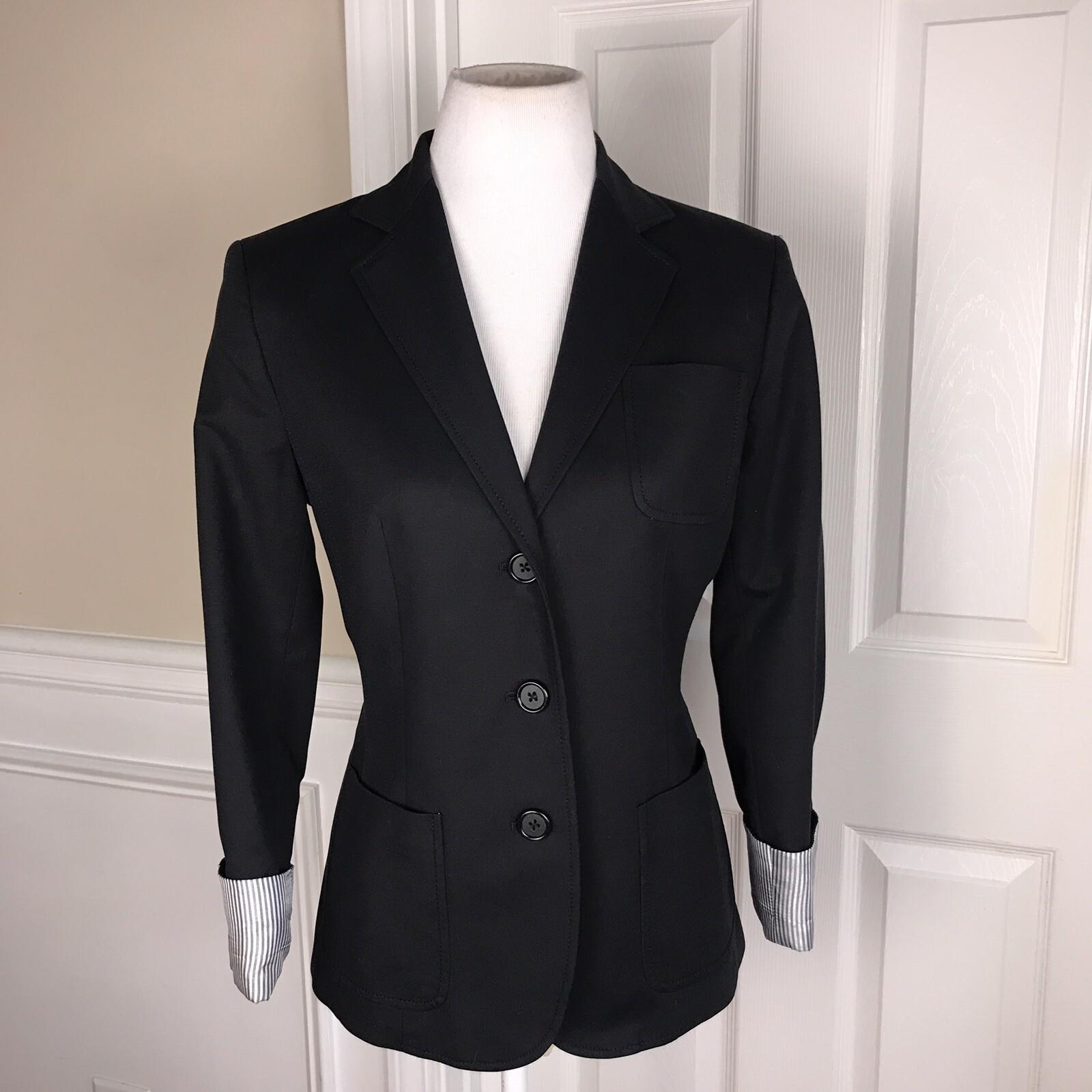 TAHARI Women 1 PC Black Cotton Polyester Blend Collared Lined Blazer Size 8
