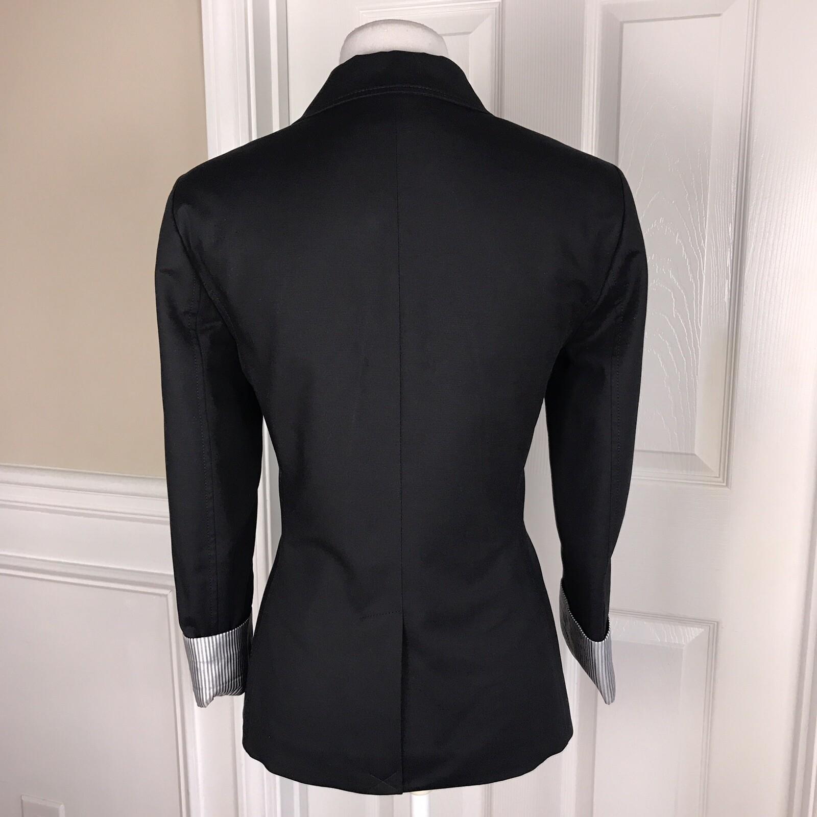 TAHARI Women 1 PC Black Cotton Polyester Blend Collared Lined Blazer Size 8