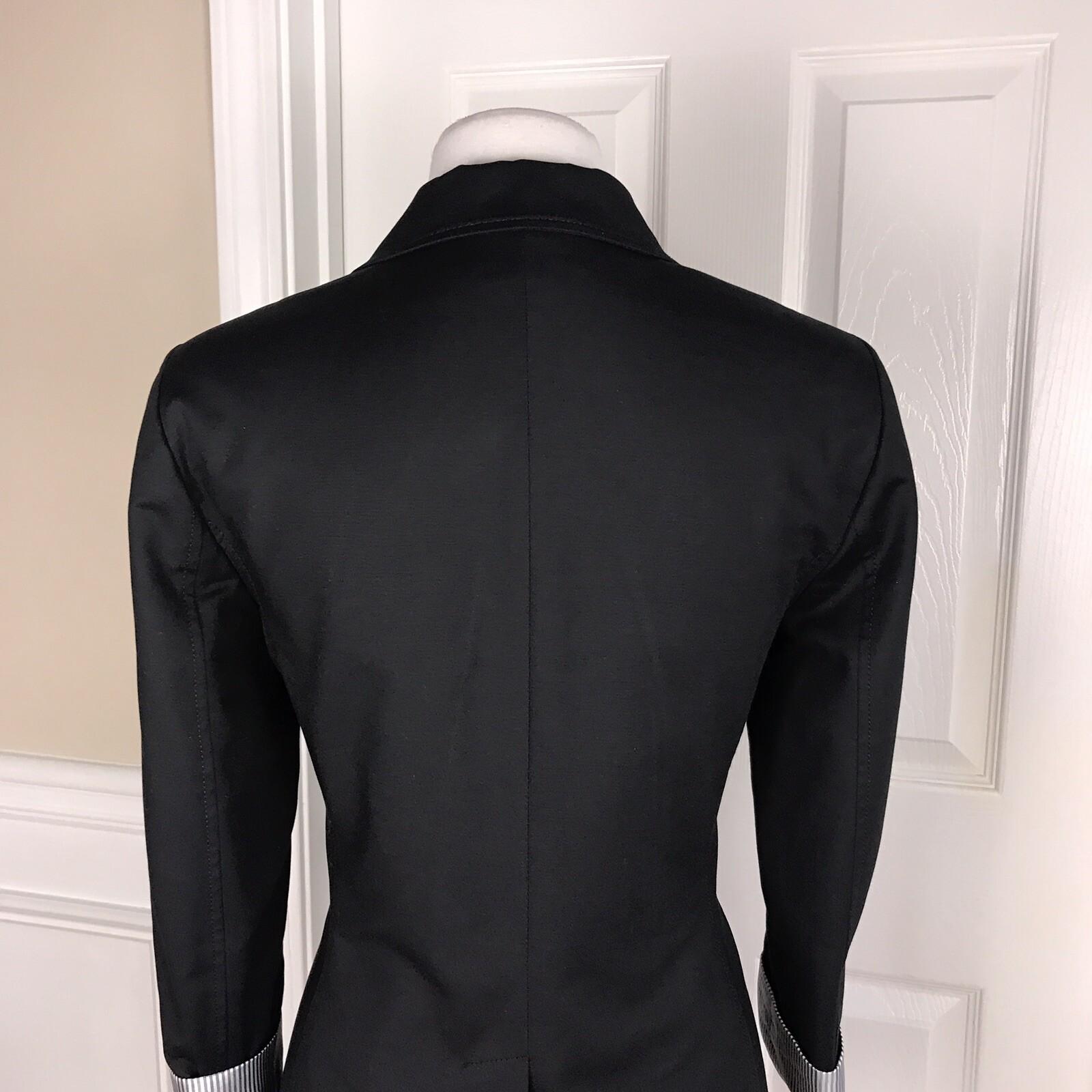TAHARI Women 1 PC Black Cotton Polyester Blend Collared Lined Blazer Size 8