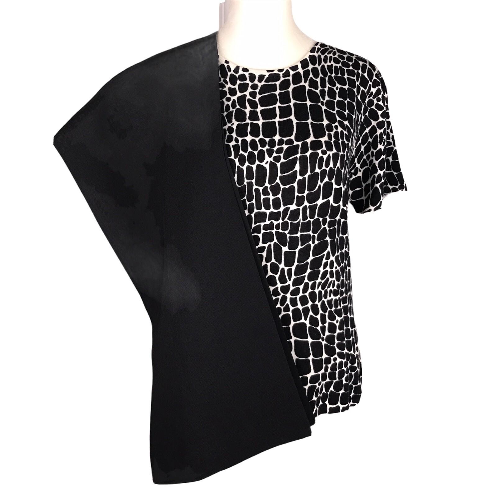 LIZ CLAIBORNE Women 2PC Black White Polyester Top and Pant Size 8P