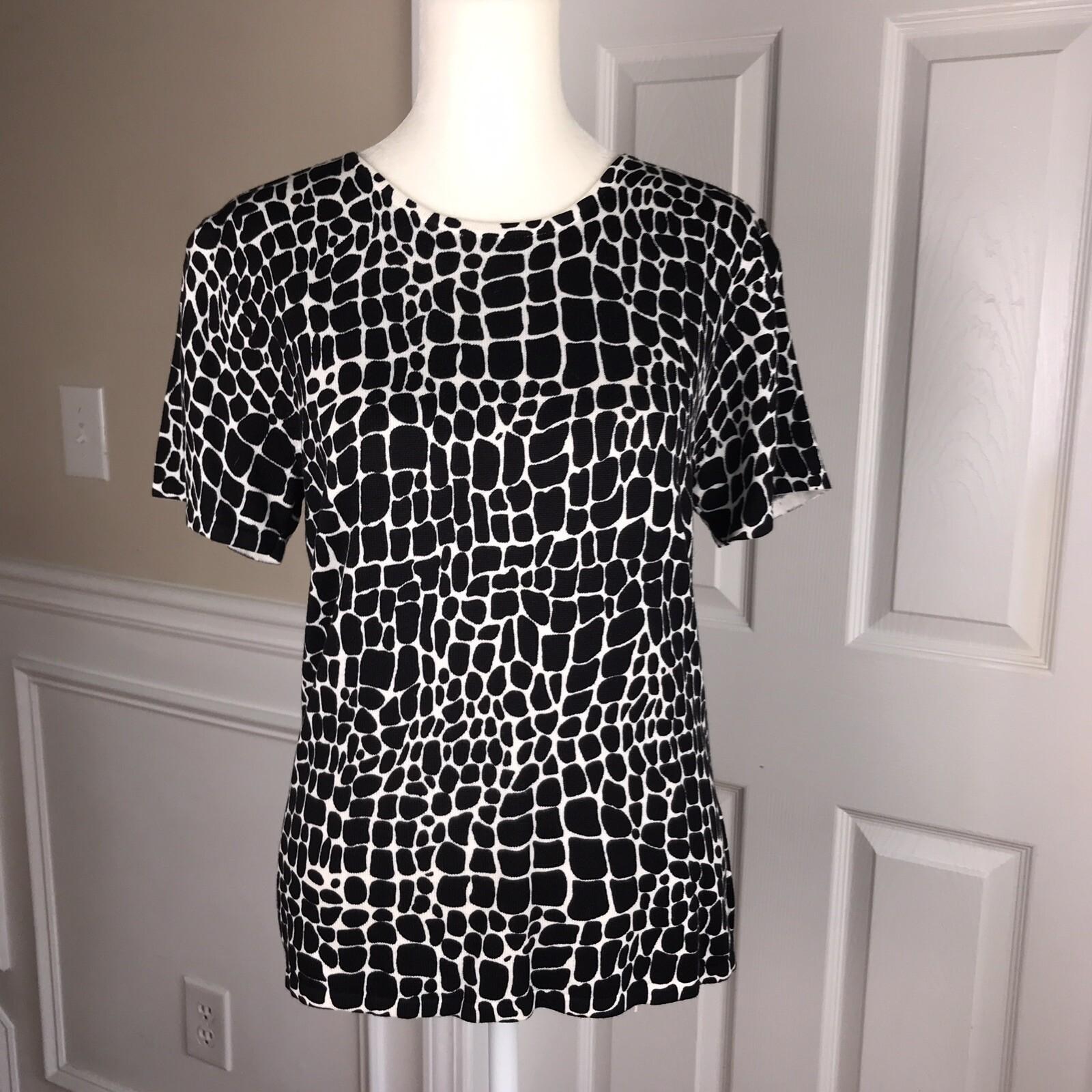 LIZ CLAIBORNE Women 2PC Black White Polyester Top and Pant Size 8P