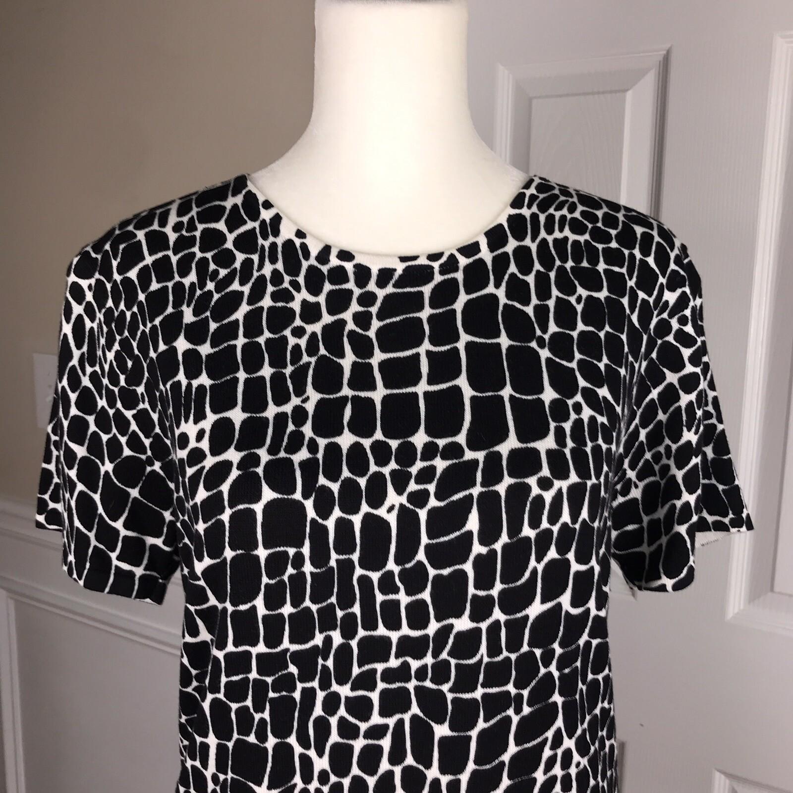 LIZ CLAIBORNE Women 2PC Black White Polyester Top and Pant Size 8P