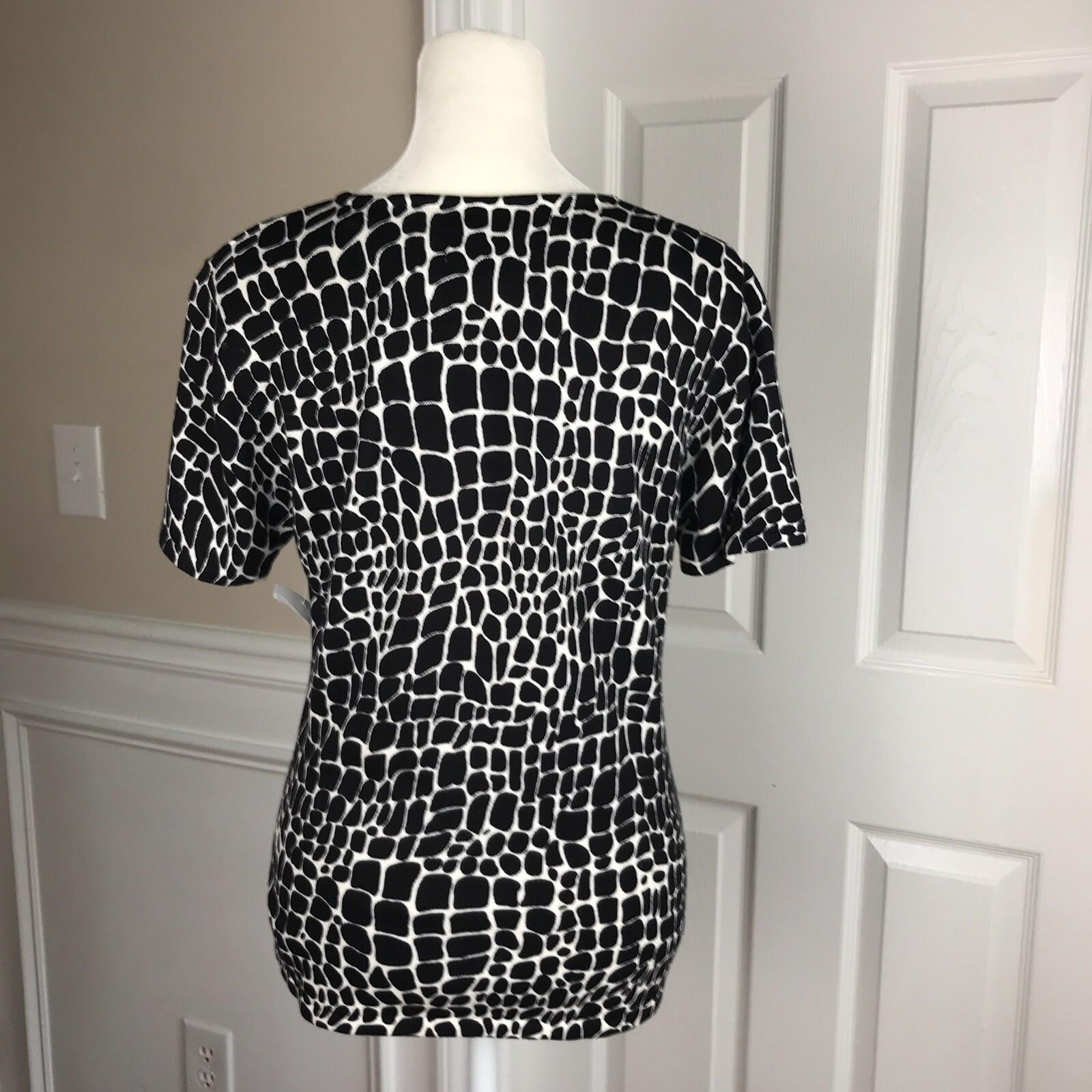 LIZ CLAIBORNE Women 2PC Black White Polyester Top and Pant Size 8P