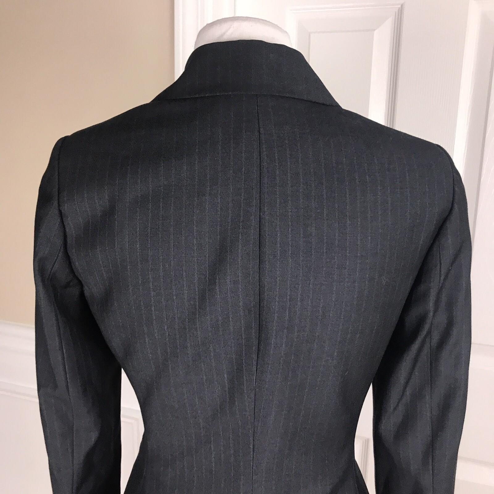 CALVIN KLEIN Single Breasted Collar Gray Striped Polyester Blend Blazer Size 4