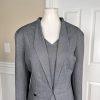New EMILY Women 2PC Gray Polyester Lined Stand Up Collar Dress Suit Size 18