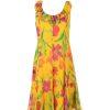 LAUREN RALPH LAUREN Floral Multicolore Ruffle Silk Dress 6 Sleeveless Prairie