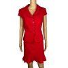 10-5853.jpg Tahari ASL Polyester Stretch Skirt Suit 10P Red Lined Ruffle Sleeveless 2PC