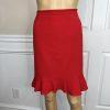 10-5857.jpg Tahari ASL Polyester Stretch Skirt Suit 10P Red Lined Ruffle Sleeveless 2PC