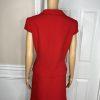 10-5860.jpg Tahari ASL Polyester Stretch Skirt Suit 10P Red Lined Ruffle Sleeveless 2PC