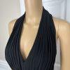 Tadashi Shoji Silk Satin Dress Size 10P Gothic Black Halter Sleeveless Open Back