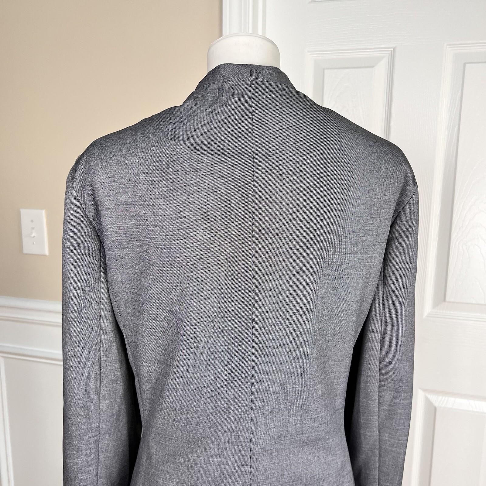 New EMILY Women 2PC Gray Polyester Lined Stand Up Collar Dress Suit Size 18