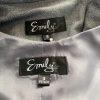 New EMILY Women 2PC Gray Polyester Lined Stand Up Collar Dress Suit Size 18