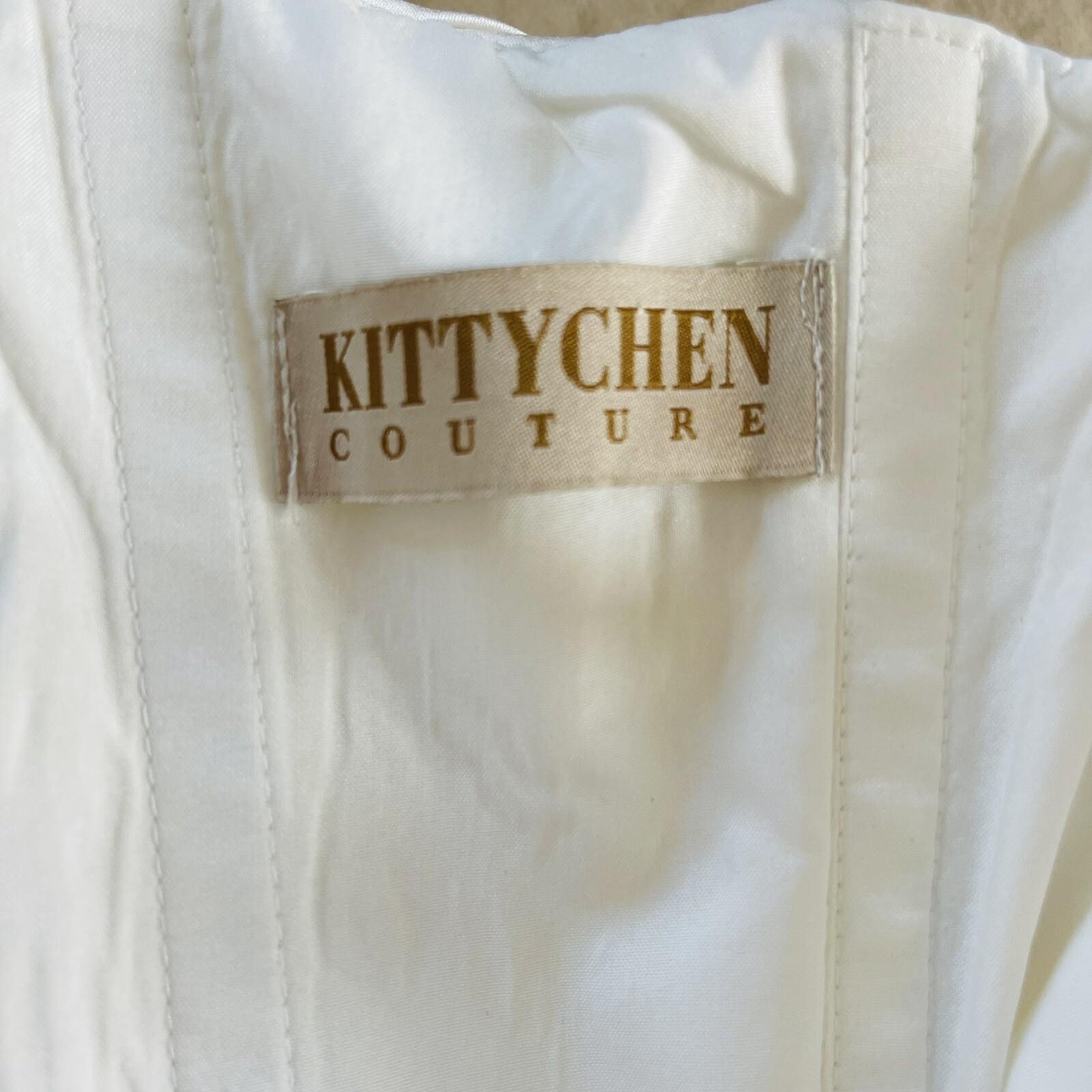 KITTY CHEN White Beaded One Shoulder Pleated Lace Corset Wedding Dress Size 2-4
