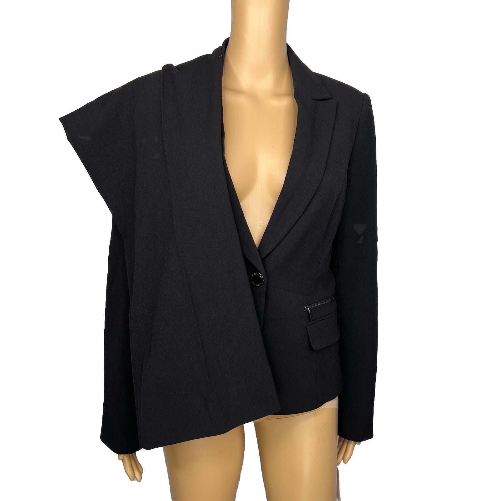 Calvin Klein Polyester Rayon Stretch Pant 10 Suit 8 Black Lined Pockets 2PC New