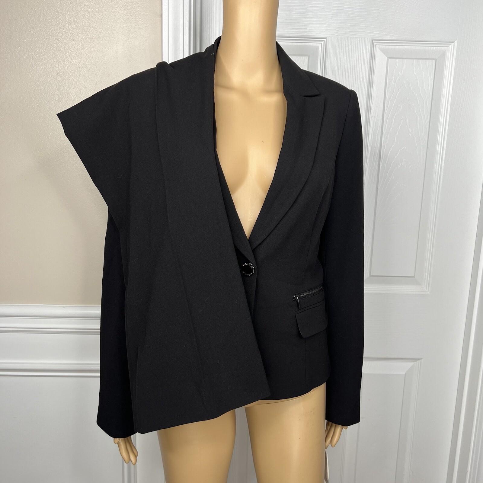 Calvin Klein Polyester Rayon Stretch Pant 10 Suit 8 Black Lined Pockets 2PC New