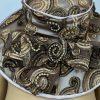 Vintage Mr. Hi's Classic Wide Brim Brown Church Tea Dress Hat Sequins Bow Beaded