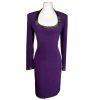 OLEG CASSINI BLACKTIE Beaded Purple Open Back Collarless Formal Dress Size 6