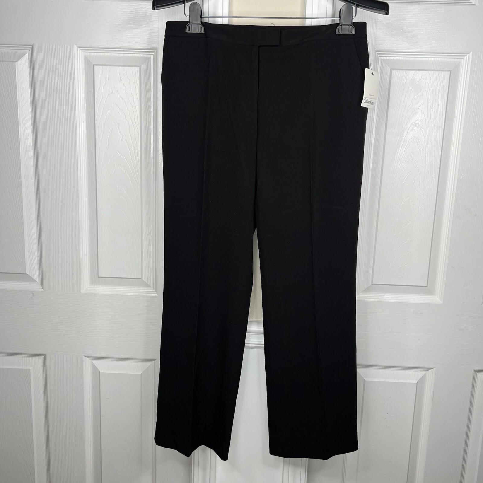 Calvin Klein Polyester Rayon Stretch Pant 10 Suit 8 Black Lined Pockets 2PC New