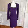 OLEG CASSINI BLACKTIE Beaded Purple Open Back Collarless Formal Dress Size 6