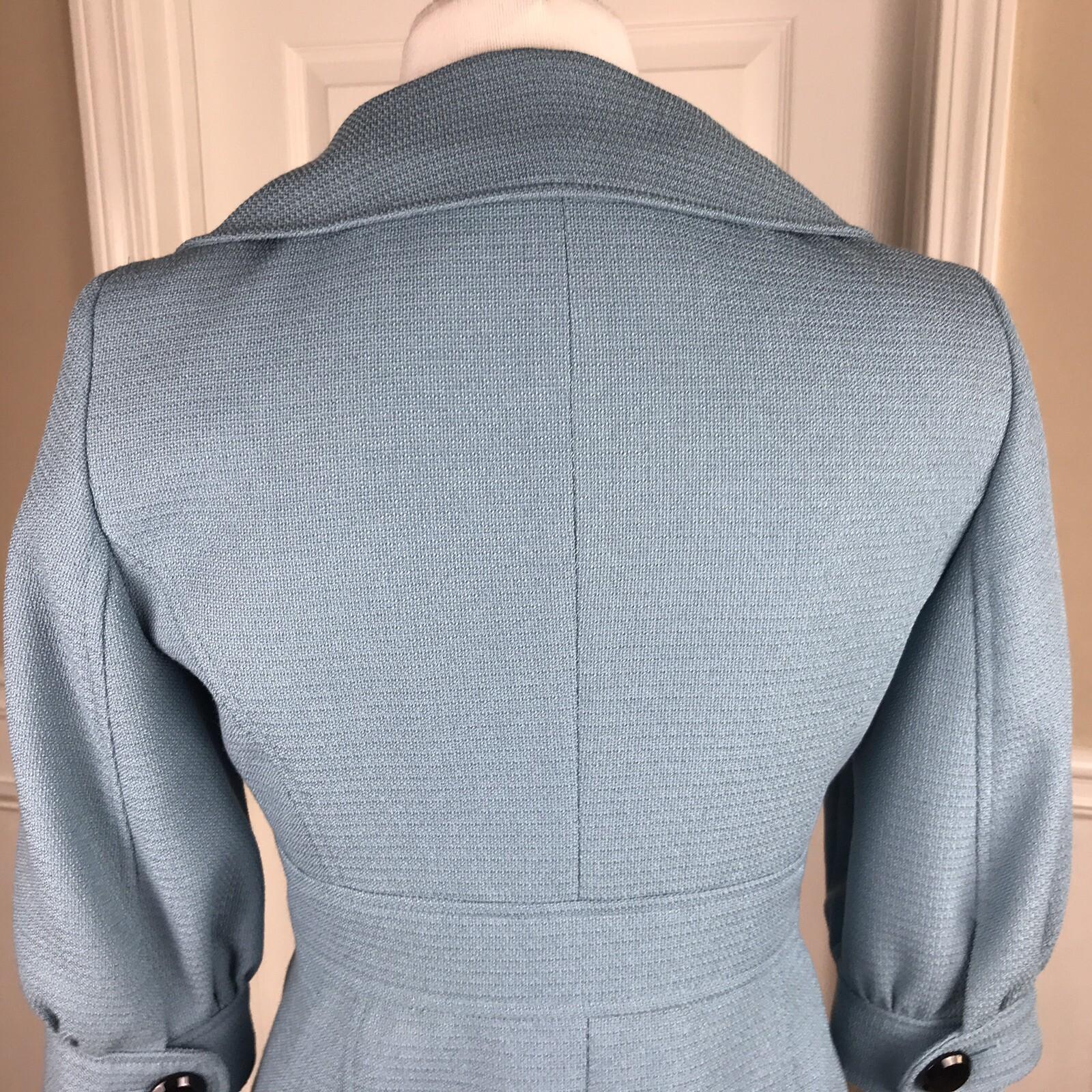 Nine West Polyester Rayon Skirt Suit Size 2 Blue Black Short Sleeves Pockets 2PC